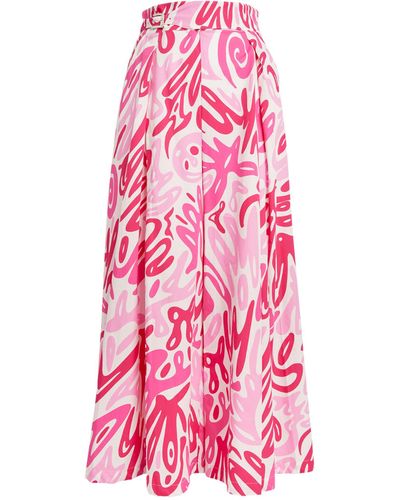 Marina Rinaldi Printed Wide-leg Trousers - Pink