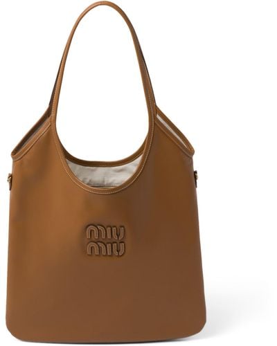 Miu Miu Leather Ivy Tote Bag - Brown