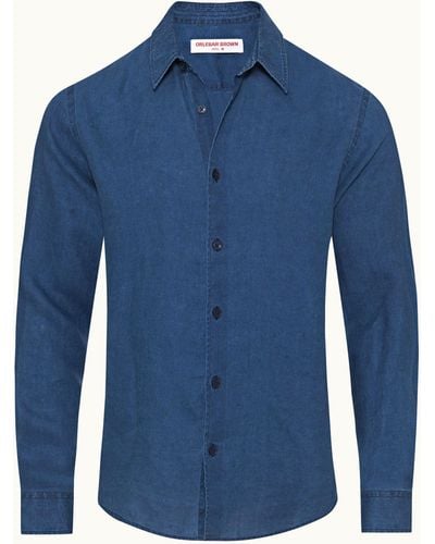 Orlebar Brown Linen Giles Shirt - Blue