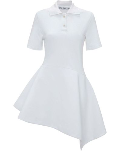 JW Anderson Asymmetric Polo Shirt Mini Dress - White