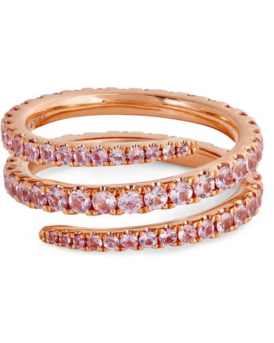 Anita Ko Rose Gold And Pink Sapphire Coil Ring - Metallic