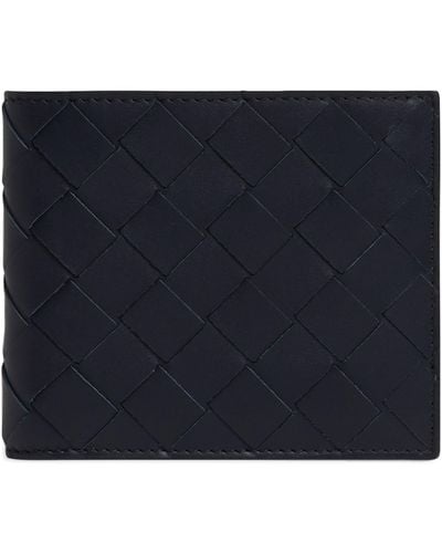 Bottega Veneta Leather Intrecciato Bifold Wallet - Blue