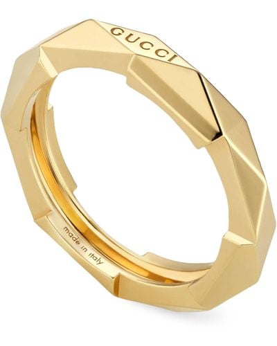 Gucci Yellow Gold Link To Love Studded Ring - Metallic