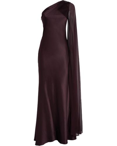 Roland Mouret Silk Asymmetric Gown - Purple