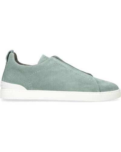 ZEGNA Suede Triple Stitch Sneakers - Green