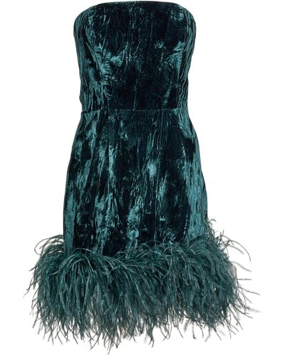 16Arlington Feather-trim Minelli Bustier Dress - Green