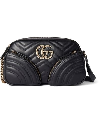 Gucci Leather Gg Marmont Shoulder Bag - Black