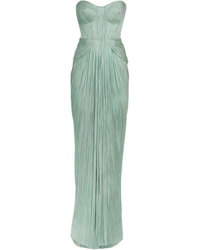 Maria Lucia Hohan Silk Caly Strapless Split Gown - Green