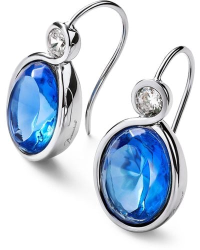 Baccarat Sterling Silver And Crystal Croisé Wire Earrings - Blue