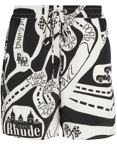 Rhude Silk Strada Print Shorts - Black