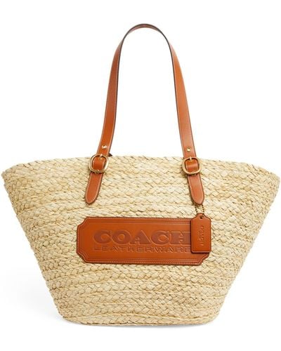 COACH Straw Basket Tote Bag - Natural