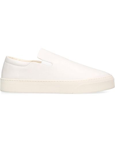 The Row Leather Dean Trainers - Natural