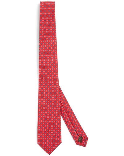 Canali Silk Floral Tie - Red