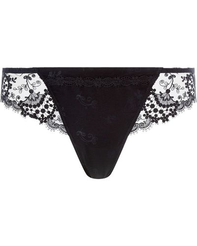 Simone Perele Lace Embroidered Thong - Black
