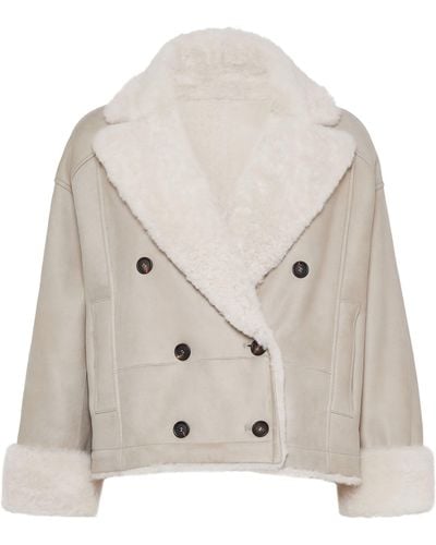 Brunello Cucinelli Shearling Reversible Jacket - Natural