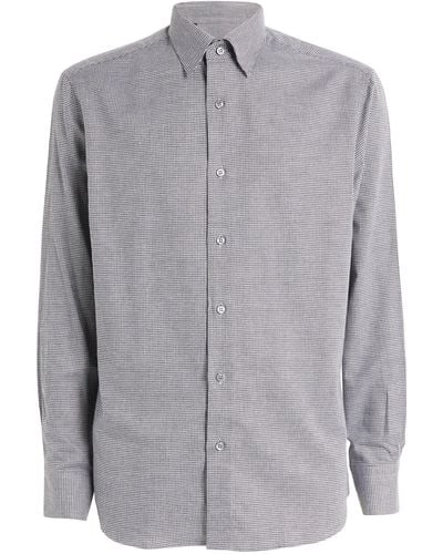 Brioni Cotton-cashmere Houndstooth Shirt - Gray