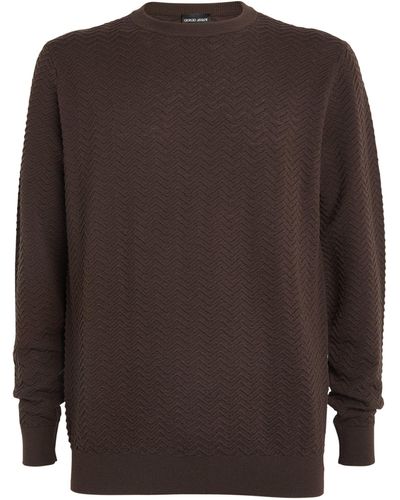 Giorgio Armani Wool Chevron Sweater - Brown