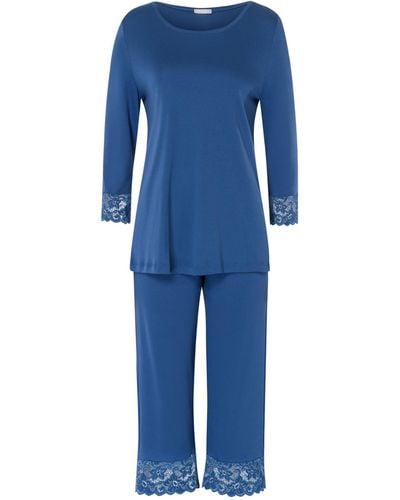 Hanro Cotton Moments Pajama Set - Blue