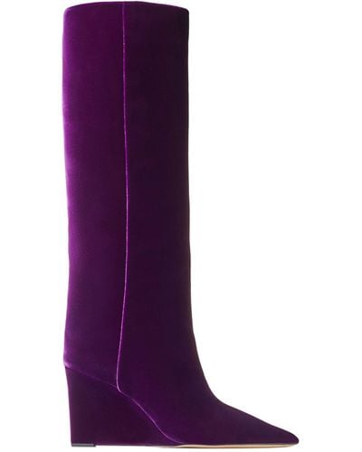 Jimmy Choo Blake 85 Velvet Wedge Boots - Purple