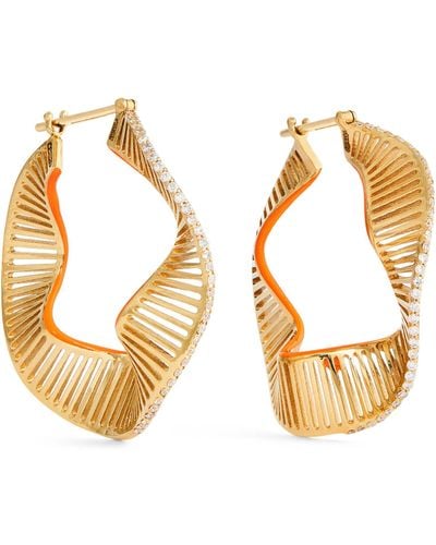 L'Atelier Nawbar Yellow Gold, Diamond And Enamel Twisted Waves Earrings - Metallic