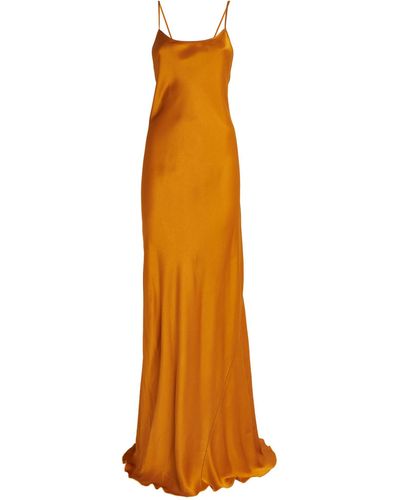 Victoria Beckham Satin Slip Maxi Dress - Brown