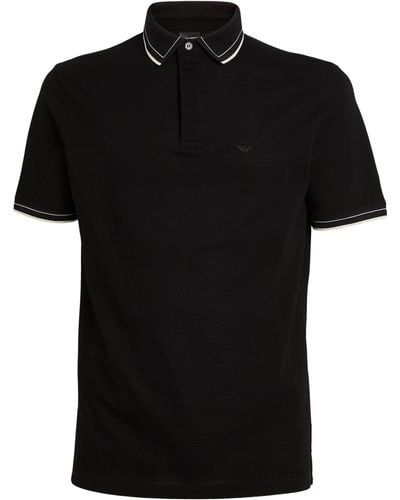 Emporio Armani Contrast-trim Polo Shirt - Black
