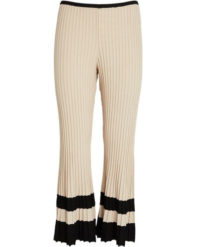 By Malene Birger Pleated Two-tone Flared Trousers - Natural