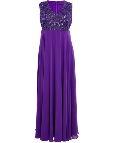 Marina Rinaldi Bead-embellished Maxi Dress - Purple