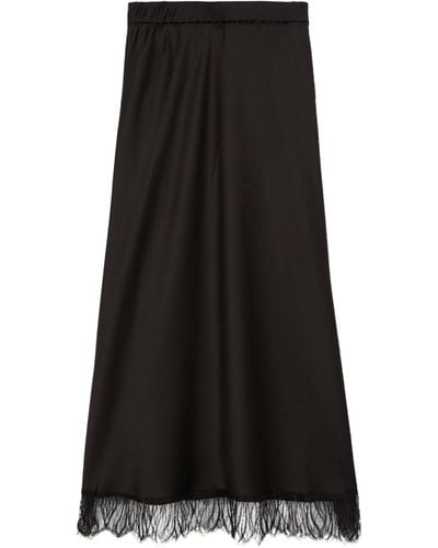 The Kooples Lace-detail Midi Skirt - Black