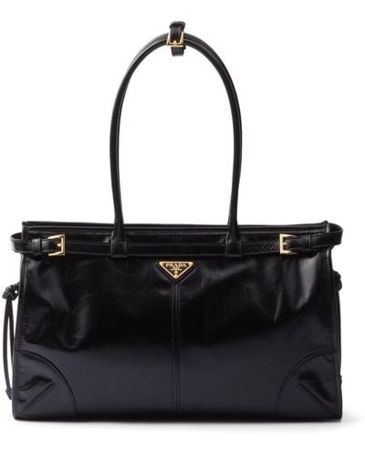 Prada Large Leather Top-handle Bag - Black