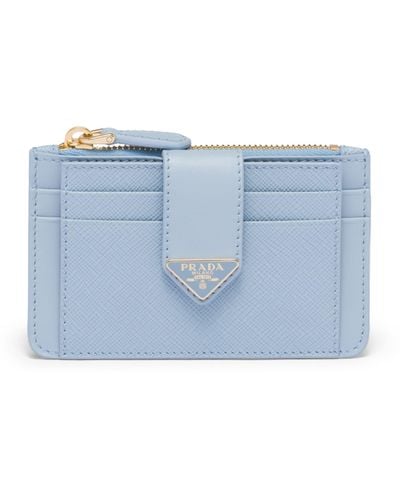 Prada Saffiano Leather Bi-fold Card Holder - Blue