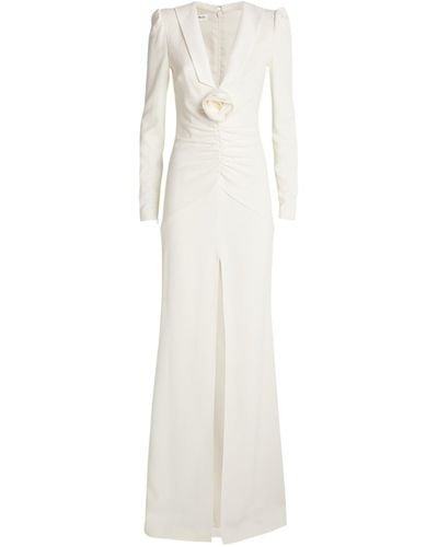 Alessandra Rich Rose-detail Maxi Dress - White