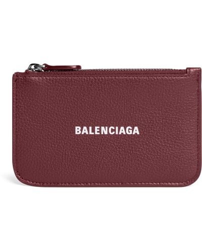 Balenciaga Leather Zipped Card Holder - Purple