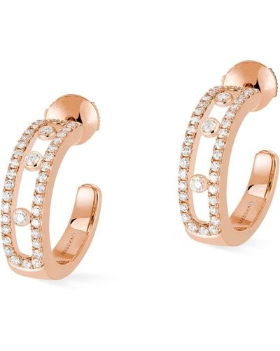 Messika Rose Gold And Diamond Move Classique Hoop Earrings - Metallic