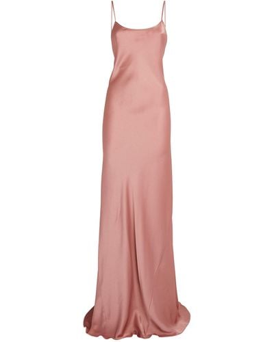 Victoria Beckham Satin Slip Maxi Dress - Pink