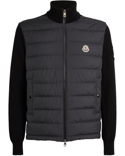 Moncler Puffer-detail Zip-up Jacket - Black