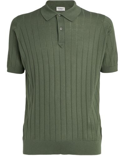 John Smedley Cotton Ribbed Polo Shirt - Green