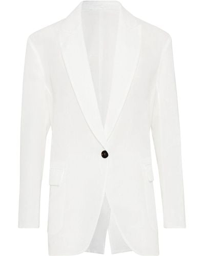 Brunello Cucinelli Cotton Single-breasted Blazer - White