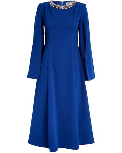 Mary Katrantzou Embellished-neckline Lilium Midi Dress - Blue