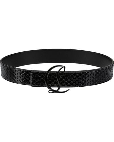 Christian Louboutin Cl Logo Patent Leather Belt - Black