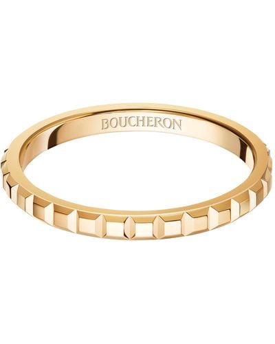 Boucheron Mini Yellow Gold Clou De Paris Wedding Ring - Metallic