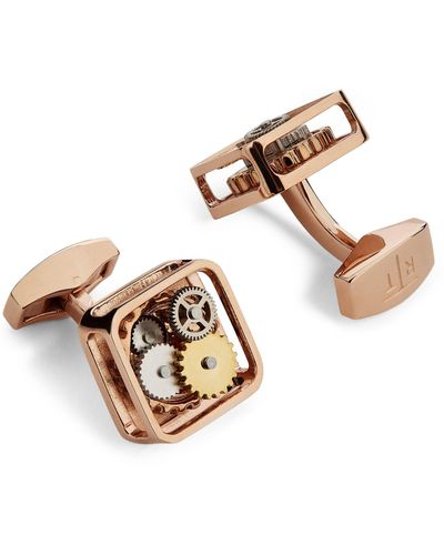 Tateossian Rose Gold-plated Square Gear Cufflinks - Metallic