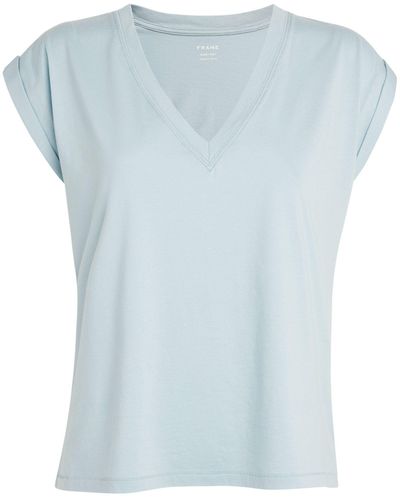 FRAME Cotton Easy V-neck T-shirt - Blue