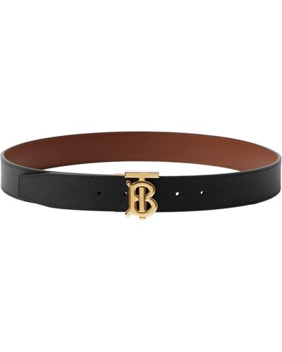 Burberry Leather Reversible Monogram Belt - Brown