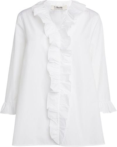 Max Mara Cotton Ruffled Shirt - White
