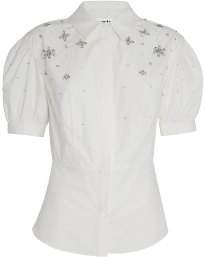 Self-Portrait Cotton Embellished Shirt - White