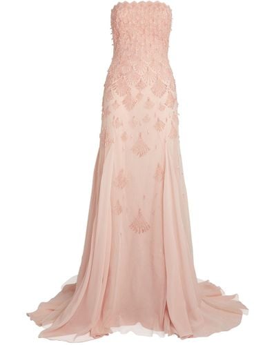 Georges Hobeika Strapless Embellished Gown - Pink