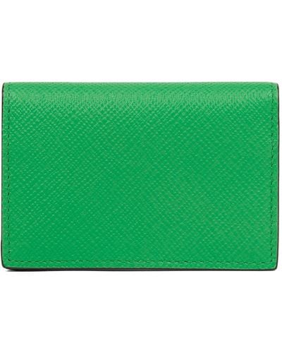 Smythson Panama Leather Folded Card Holder - Green
