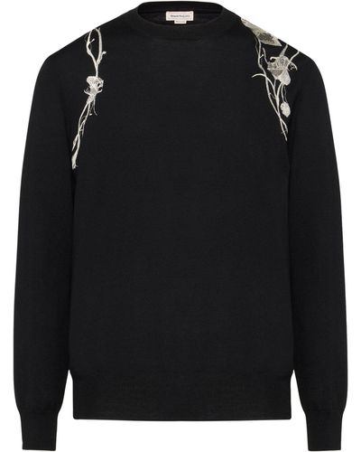 Alexander McQueen Wool Jacquard Floral Jumper - Black