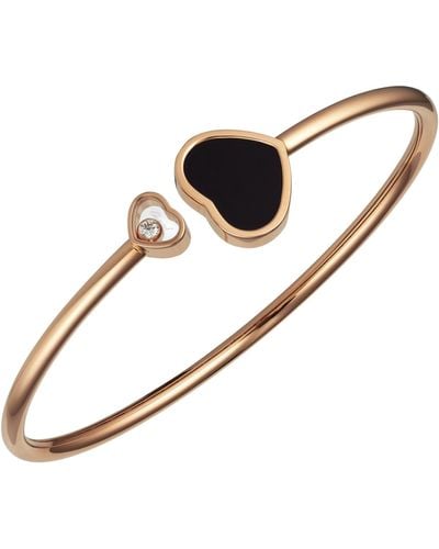 Chopard Rose Gold And Diamond Happy Hearts Bangle - Brown